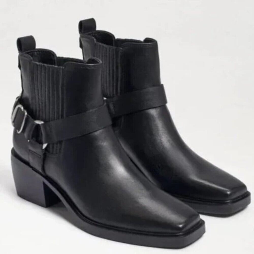 Sam Edelman Bellamie Leather Moto Boots Black Sz 7 NIB - Picture 4 of 13